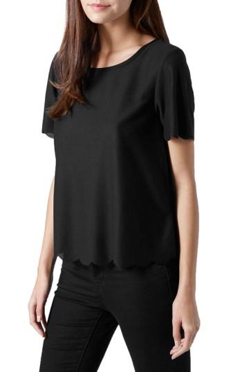 Women's Topshop Scallop Hem Tee Us (fits Like 0-2) - Black
