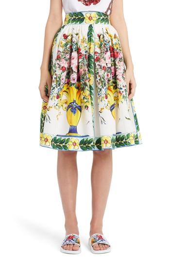 Women's Dolce & Gabbana Pleated Cotton Poplin Skirt Us / 44 It - White