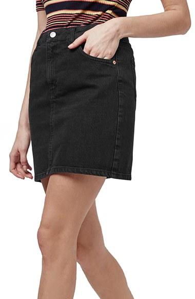 Petite Women's Topshop High Waist Denim Miniskirt