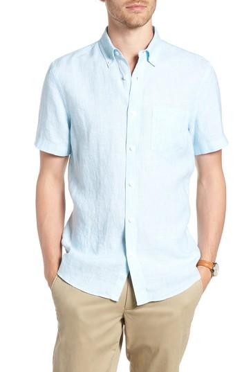 Men's 1901 Trim Fit Linen Sport Shirt, Size - Blue