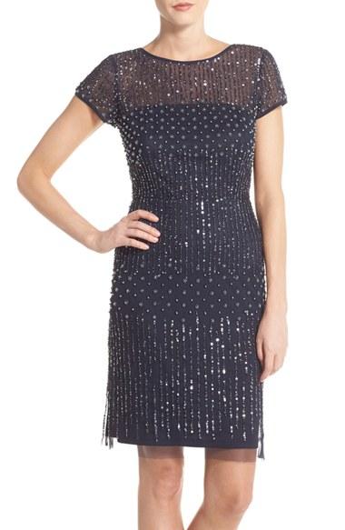 Women's Adrianna Papell Beaded Sheath Dress - Blue