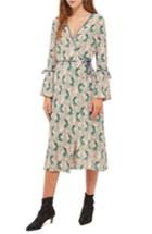 Women's Topshop Peacock Midi Wrap Dress Us (fits Like 0-2) - Beige