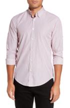 Men's Boss Hugo Boss Rog Stripe Trim Fit Sport Shirt, Size - Red