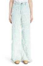 Women's Chloe Feather Detail Wide Leg Jeans Us / 34 Fr - Blue