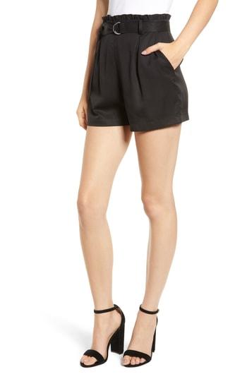 Women's Socialite D-ring Belted Shorts - Black
