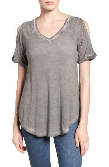 Women's Caslon Cold Shoulder V-neck Tee - Grey