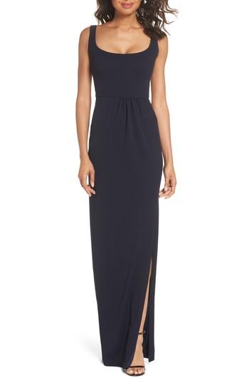 Women's Katie May Open Back Scoop Neck Gown - Blue