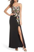 Women's Blondie Nites Embroidered Strapless Gown - Black