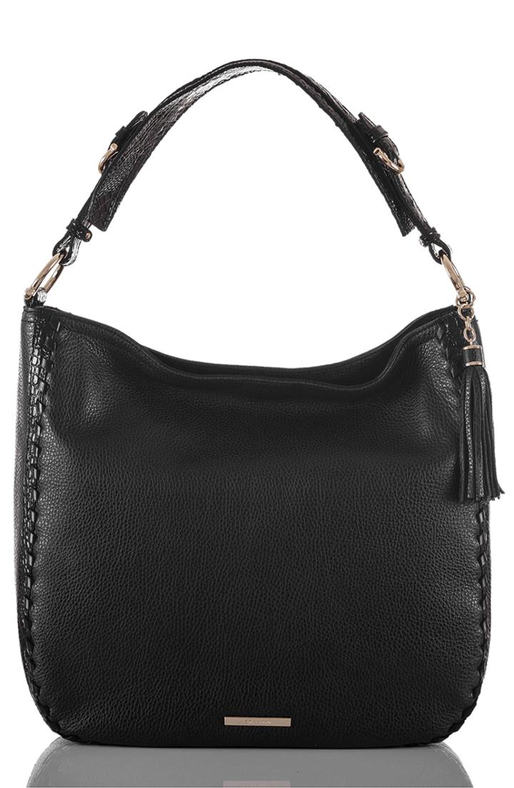 Brahmin Eva Pebbled Leather Hobo Bag - Black