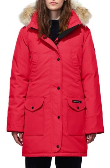 Women's Canada Goose 'trillium' Regular Fit Down Parka With Genuine Coyote Fur Trim P (2-4p) - Red