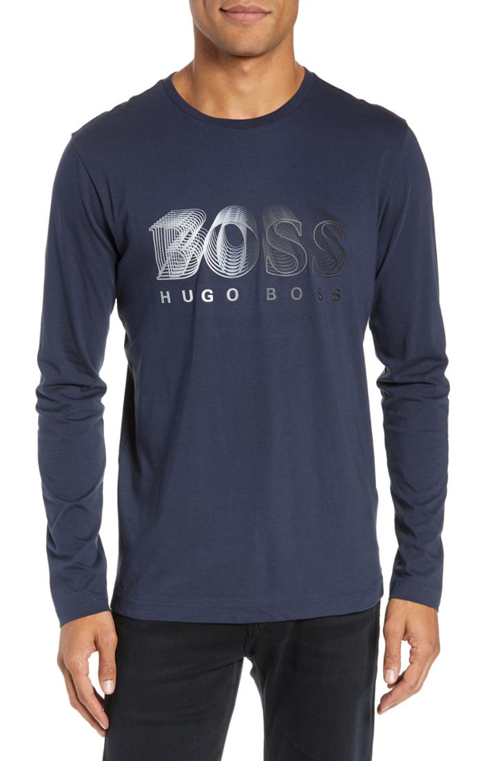 Men's Boss Togn Regular Fit Long Sleeve T-shirt - Blue