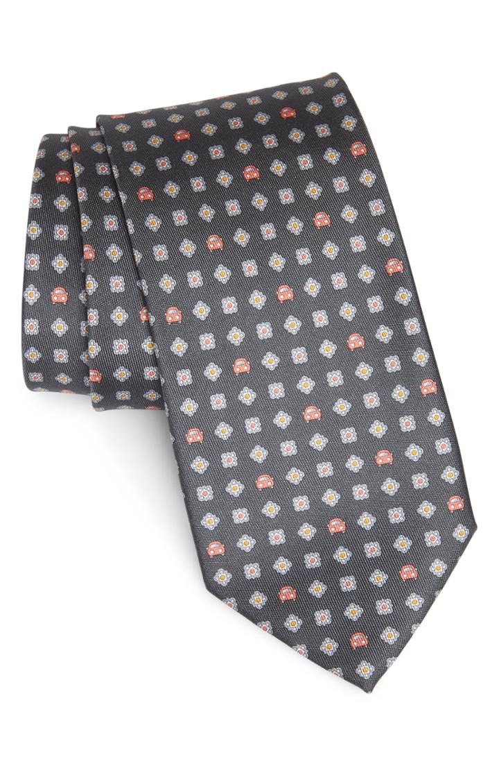 Men's Salvatore Ferragamo Giuliet Print Silk Tie, Size - Grey
