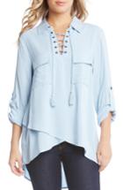Women's Karen Kane Lace-up Bell Sleeve Top - Blue