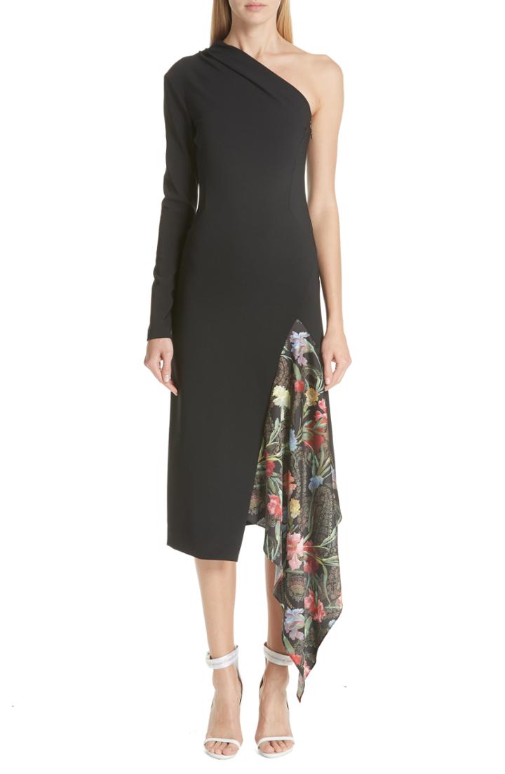 Women's Off-white One-shoulder Foulard Inset Dress Us / 38 It - Black