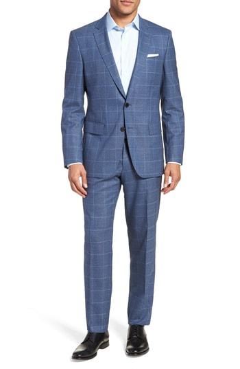 Men's Boss Huge/genius Trim Fit Windowpane Wool Suit