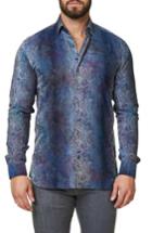 Men's Maceoo Embroidered Trim Fit Sport Shirt (s) - Blue