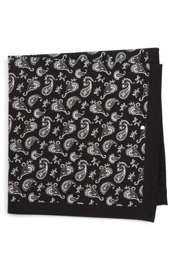 Men's Nordstrom Men's Shop Peloso Paisley Cotton Pocket Square, Size - Black