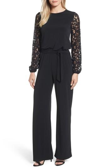 Women's Michael Michael Kors Lace Sleeve Jumpsuit - Black