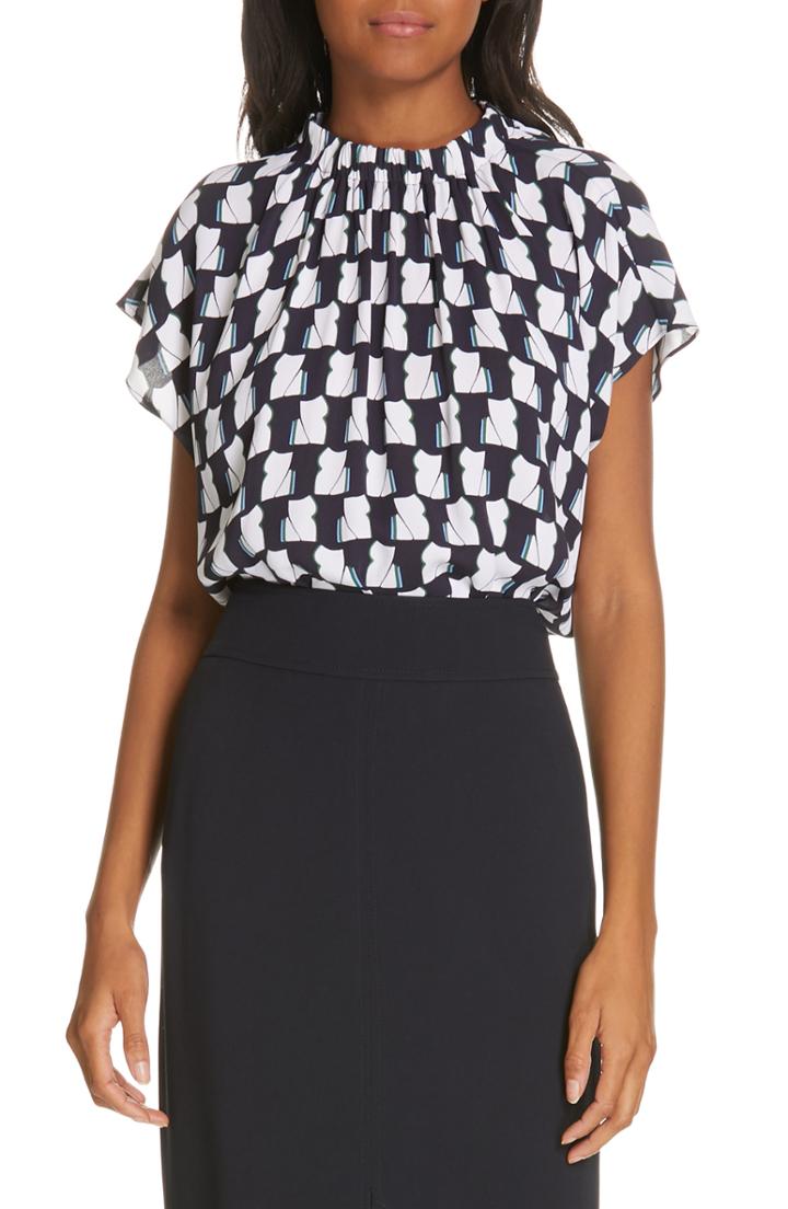 Women's Lewit Polka Dot Short Sleeve Top - Blue