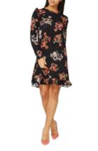 Women's Dorothy Perkins Floral Swing Dress Us / 8 Uk - Black