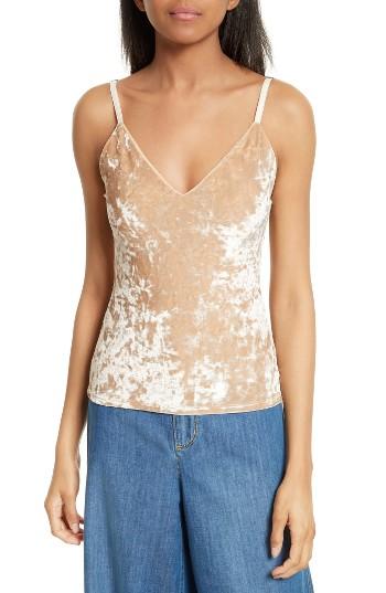 Women's Alice + Olivia Delray Crushed Velvet Camisole - Beige