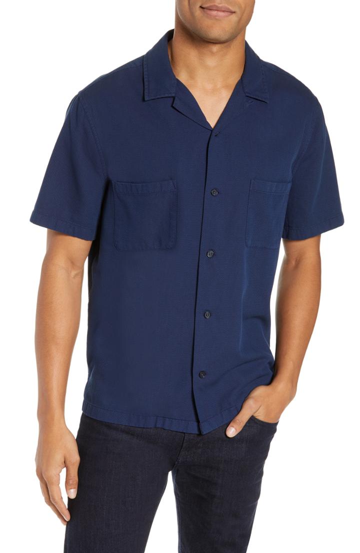 Men's Vince Textured Cabana Fit Sport Shirt