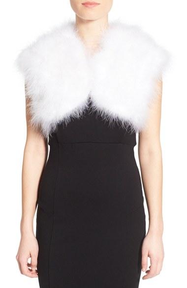 Women's Badgley Mischka Feather Shrug - White