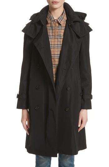 Women's Burberry Amberford Taffeta Trench Coat With Detachable Hood Us / 40 It - Blue