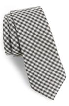 Men's 1901 Cahill Check Skinny Tie, Size - Black