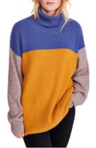 Women's Free People Colorblock Turtleneck Sweater - Blue
