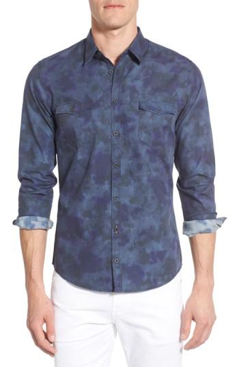Men's Boss Orange Edoslim Extra Trim Fit Print Woven Shirt, Size - Blue