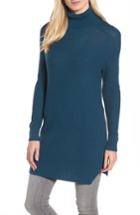 Women's Halogen Turtleneck Tunic Sweater, Size - Blue/green