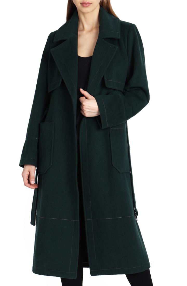 Women's Badgley Mischka Wool Blend Trench Coat