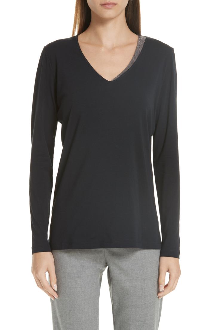 Women's Fabiana Filippi Beaded Cotton Blend Sweater Us / 46 It - Blue