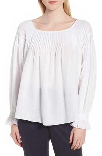 Women's Nordstrom Signature Pintuck Cotton Blouse - White