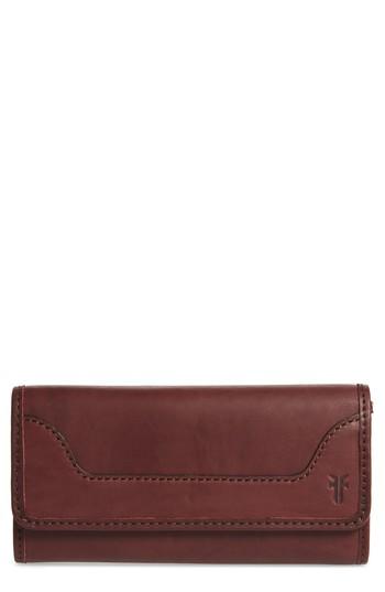 Women's Frye Melissa Large Trifold Leather Wallet - Burgundy