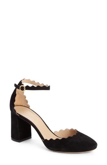 Women's Chloe Scalloped Ankle Strap D'orsay Pump Us / 38eu - Black