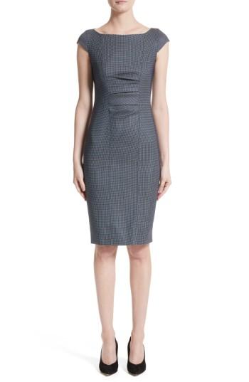 Women's Max Mara Tasso Stretch Wool & Silk Sheath Dress - Blue