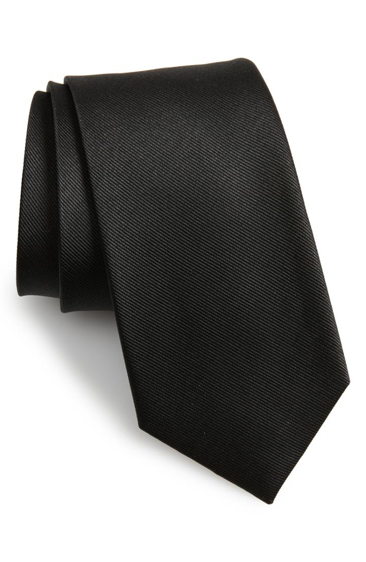 Men's The Tie Bar Solid Silk Tie, Size X-long - Black