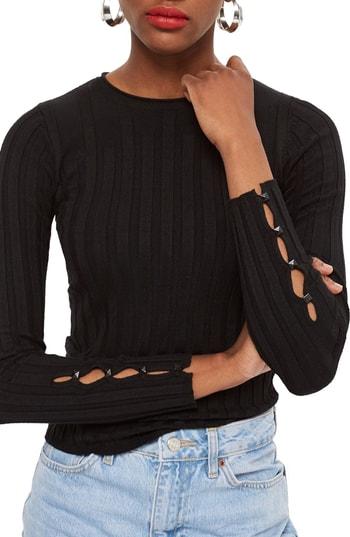 Women's Topshop Ribbed Sweater Us (fits Like 0) - Black