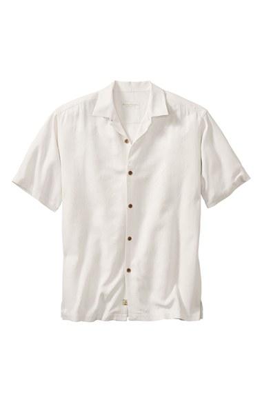 Men's Tommy Bahama 'lei Riviera Jacquard' Regular Fit Silk Camp Shirt - White