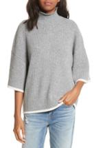 Women's Frame Tipped Wool & Cashmere Mock Neck Sweater - Grey