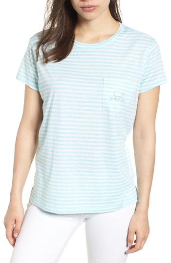 Women's Vineyard Vines Reverse Stripe Vintage Whale Tee - Blue