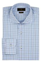 Men's Ike Behar Regular Fit Check Dress Shirt .5 32/33 - Blue
