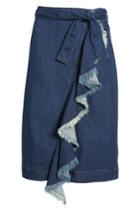 Women's Halogen Ruffle Front Denim Skirt - Blue