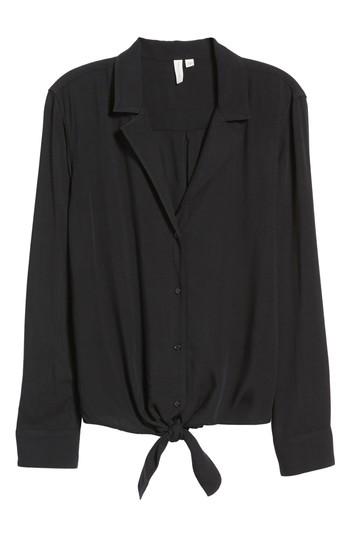 Women's Treasure & Bond Tie Front Shirt - Black