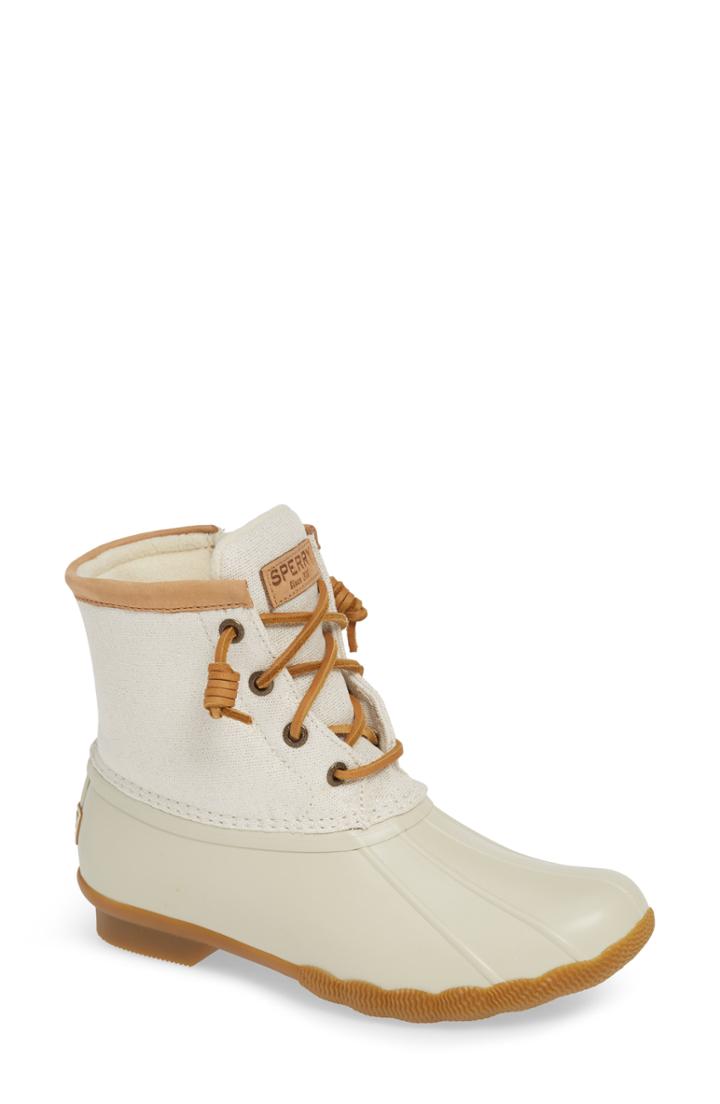 Women's Sperry Saltwater Waterproof Rain Boot M - Ivory