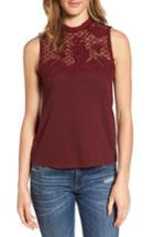 Women's Lucky Brand Lace Mock Neck - Red
