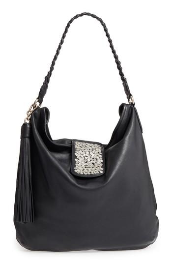 Celine Dion Cadence Leather Hobo Bag - Black
