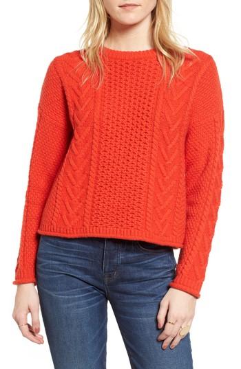 Women's Madewell Cable Knit Pullover Sweater - Red